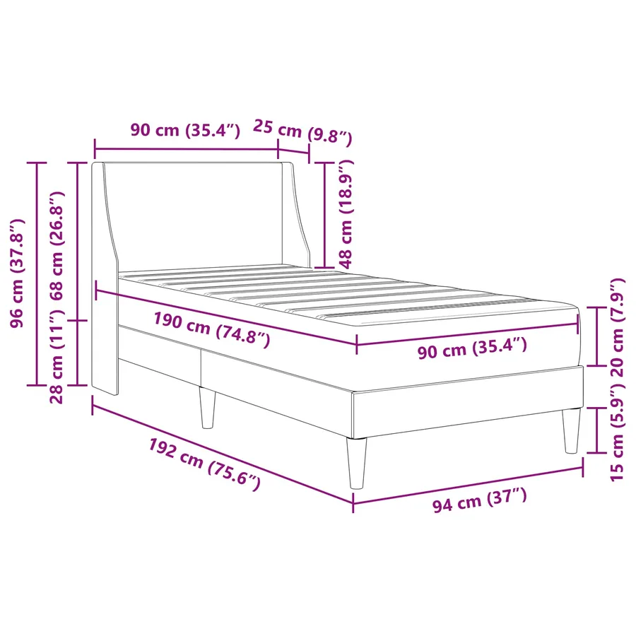 Cadre de lit avec matelas avec tête de lit Polyester - 11