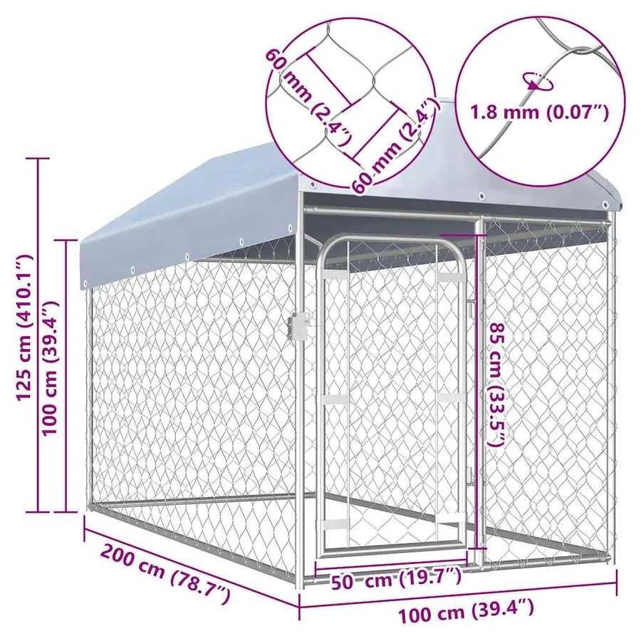 Chenil d'extérieur avec toit pour chiens 200x100x125 cm - 7
