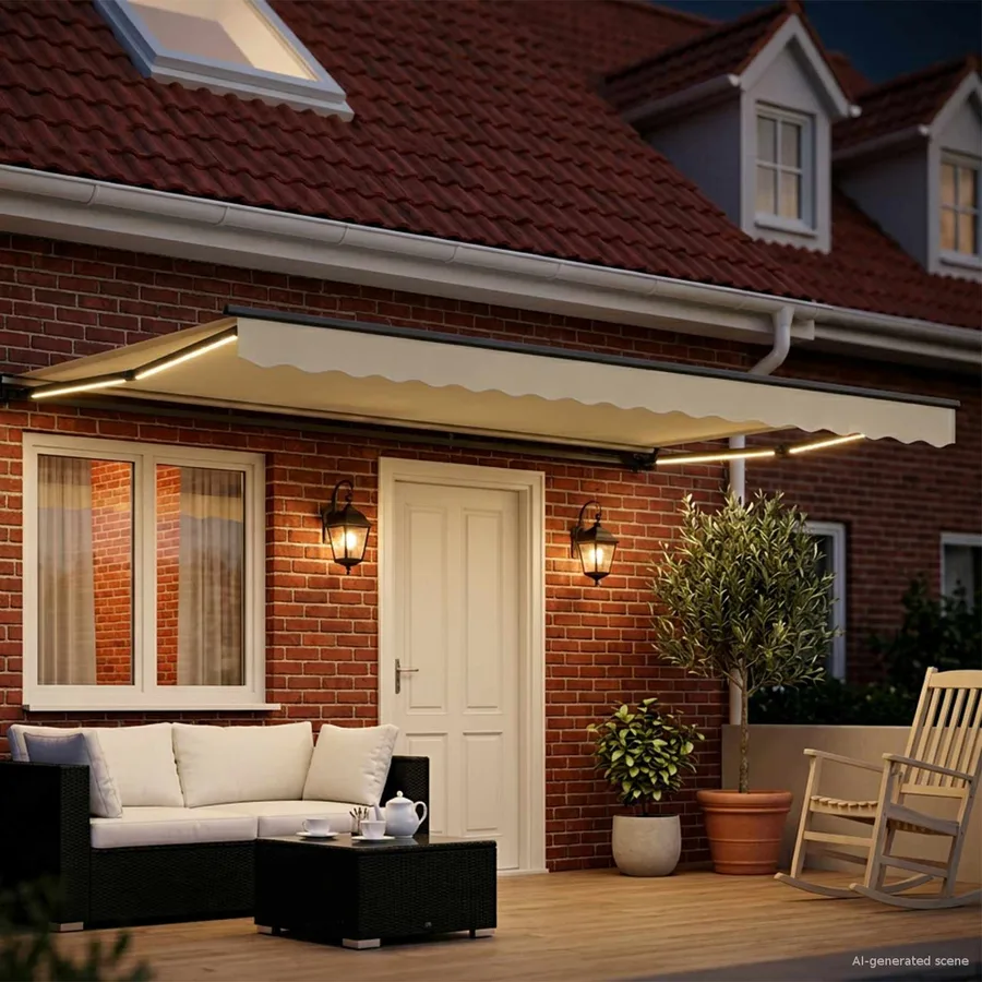 Auvent rétractable électrique Crème et Anthracite 4 × 3,5 m - 3