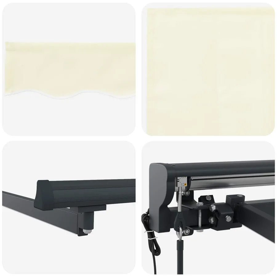 Auvent rétractable électrique Crème et Anthracite 4 × 3,5 m - 9