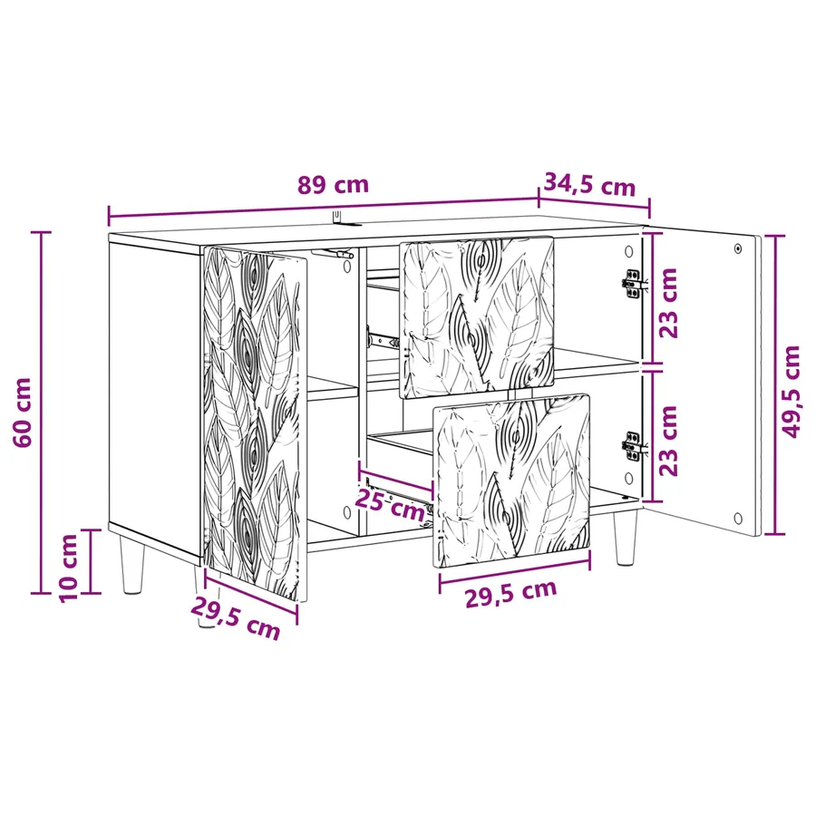 Buffet Blanc 89 x 34,5 x 60 cm Bois d'ingénierie - 10