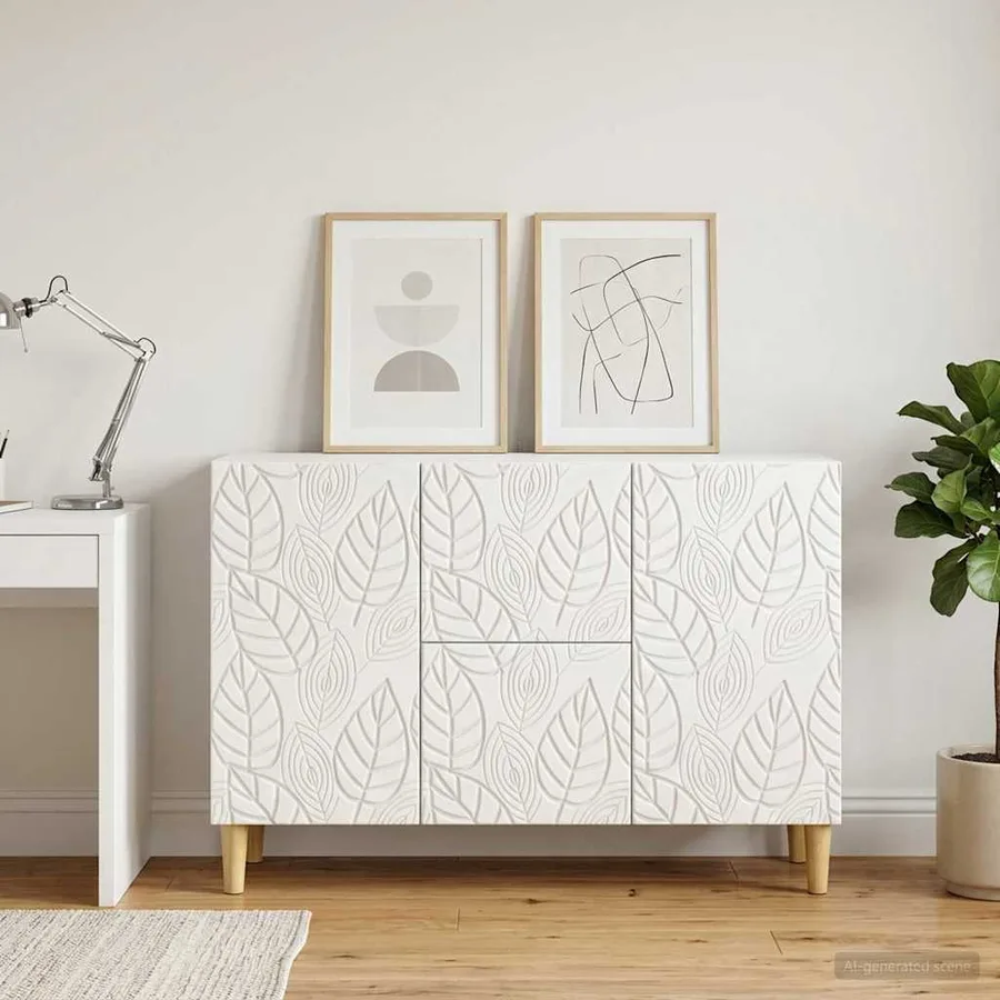 Buffet Blanc 89 x 34,5 x 60 cm Bois d'ingénierie - 3