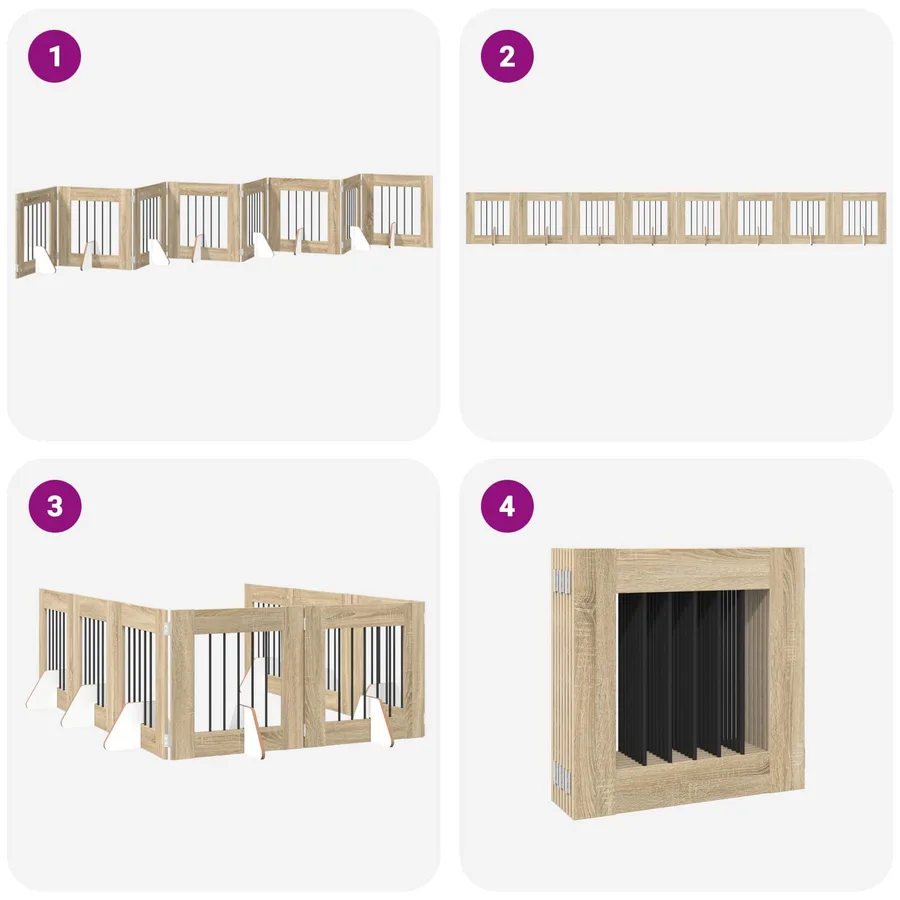 Porte de chien pliable avec supports 8 pcs Chêne Sonoma 60 cm - 6