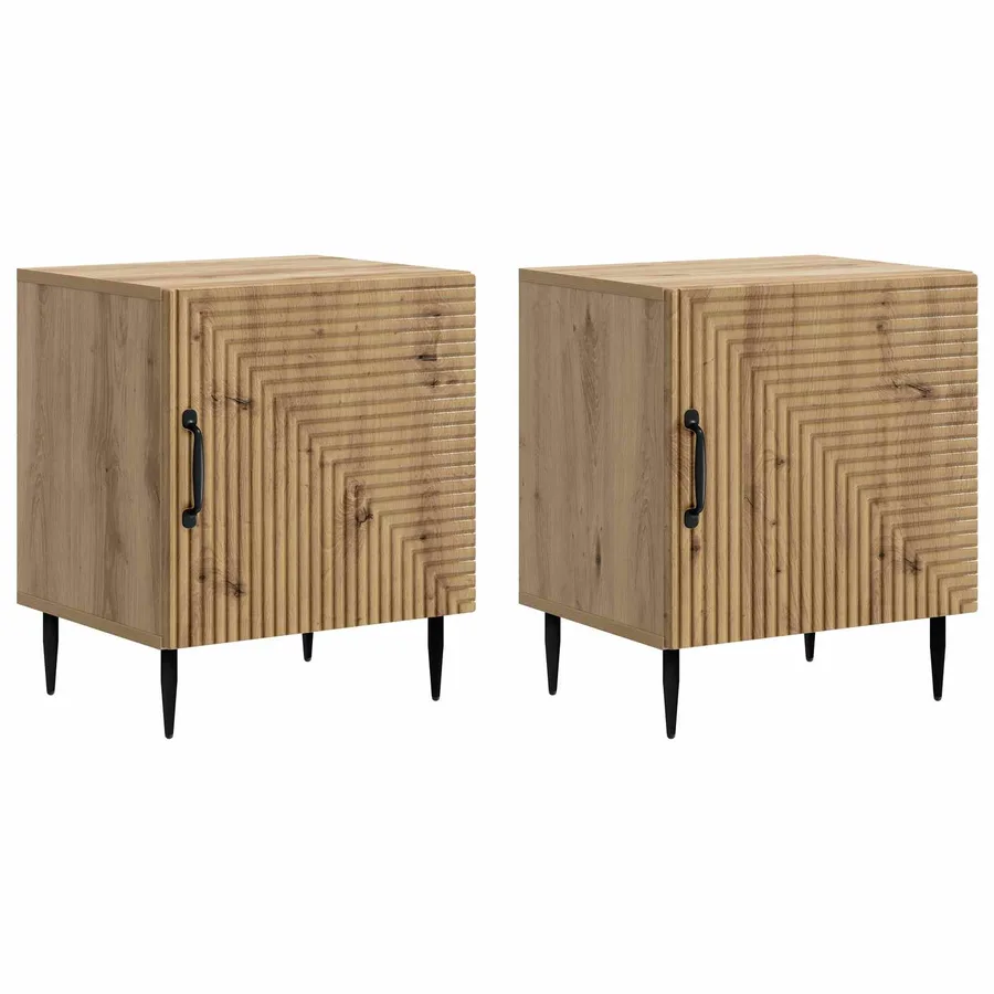 Cabinet de chevet 2 pc Chêne artisanal 43 x 34,5 x 50 cm - 2