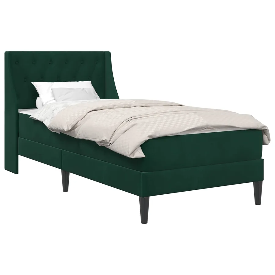Cadre de lit avec matelas Vert foncé 90 x 190 cm Velours - 2