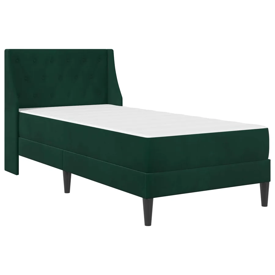 Cadre de lit avec matelas Vert foncé 90 x 190 cm Velours - 3