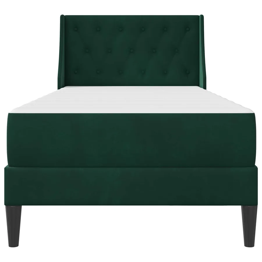 Cadre de lit avec matelas Vert foncé 90 x 190 cm Velours - 6