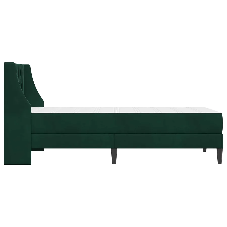 Cadre de lit avec matelas Vert foncé 90 x 190 cm Velours - 7