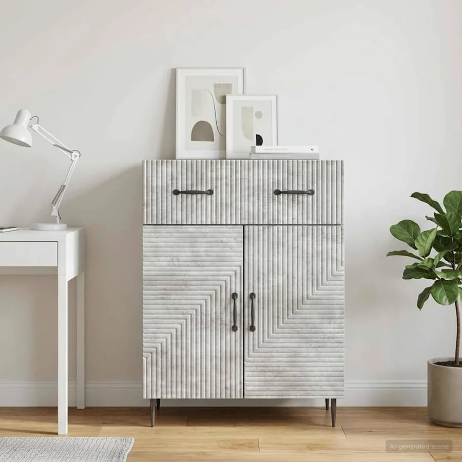 Buffet Gris béton 66 x 34,5 x 89,5 cm Bois d'ingénierie