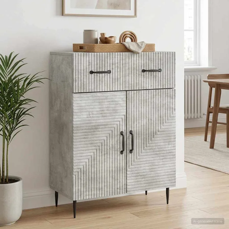 Buffet Gris béton 66 x 34,5 x 89,5 cm Bois d'ingénierie - 4