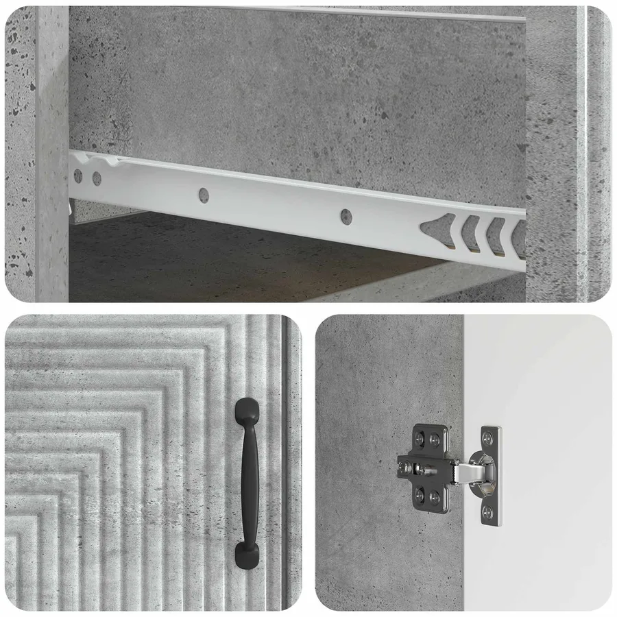 Buffet Gris béton 66 x 34,5 x 89,5 cm Bois d'ingénierie - 9