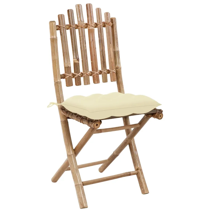 Ensemble à manger d'extérieur pliable 5pcs avec coussins Bambou - 5