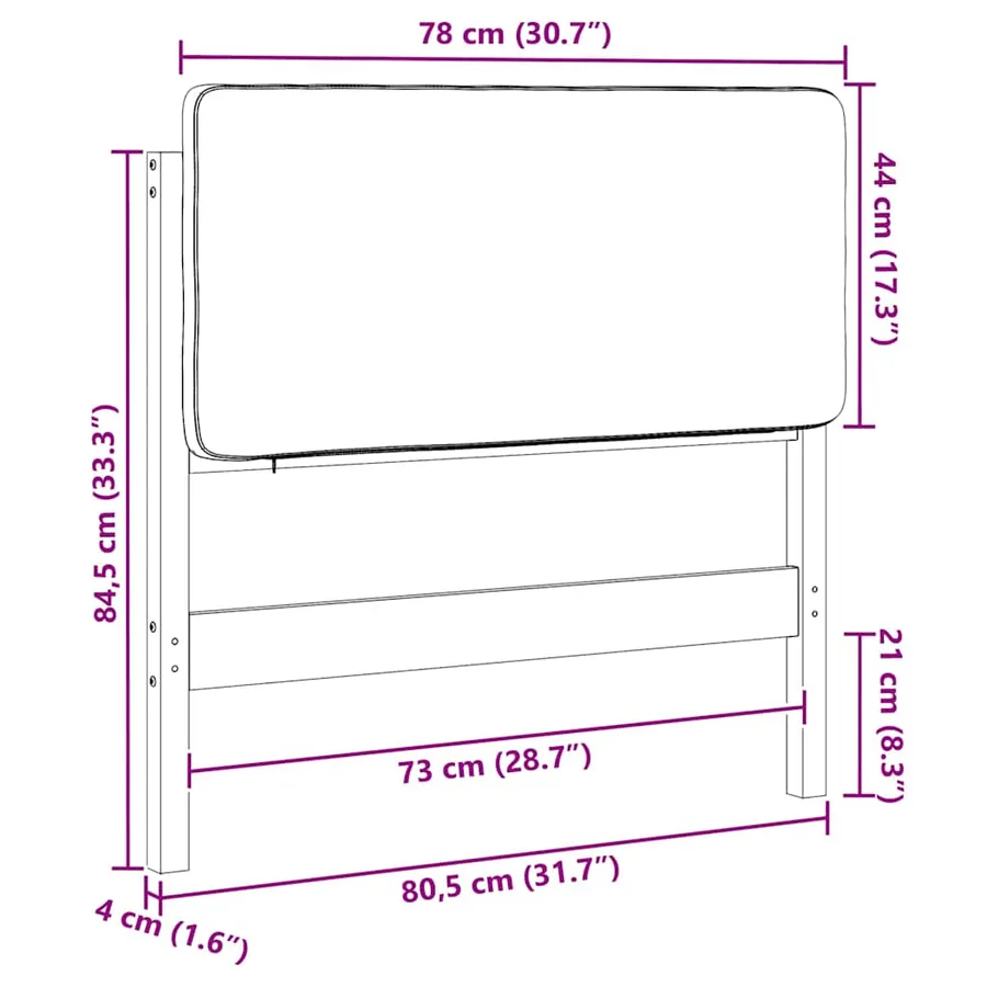 Tête de lit capitonnée Blanc et gris clair 75 cm Pin massif - 13
