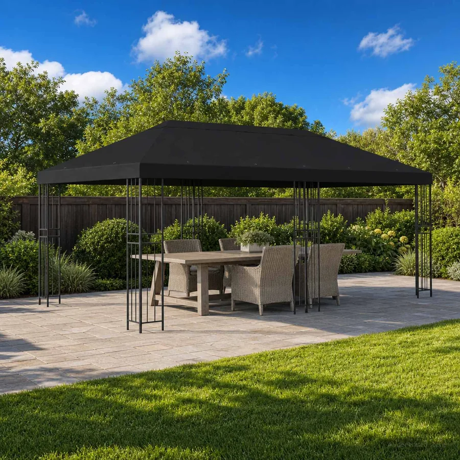 Housse de canopée de gazebo 6 x 3 m Noir Polyester 190