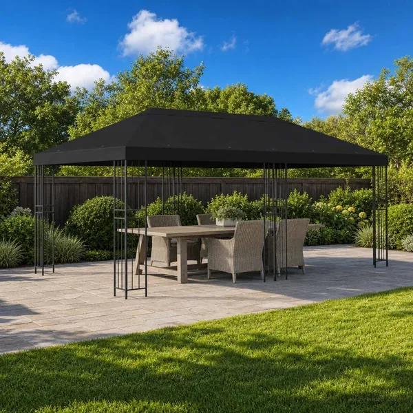 Housse de canopée de gazebo 6 x 3 m Noir Polyester 190