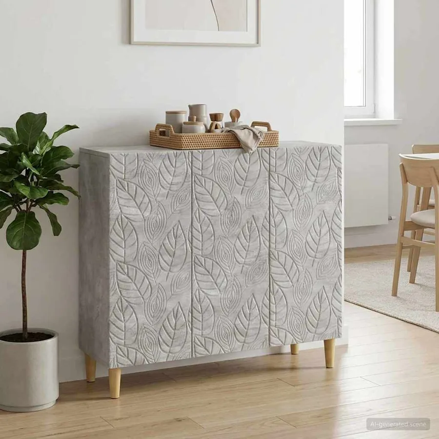 Buffet Gris béton 89 x 34,5 x 80 cm Bois d'ingénierie