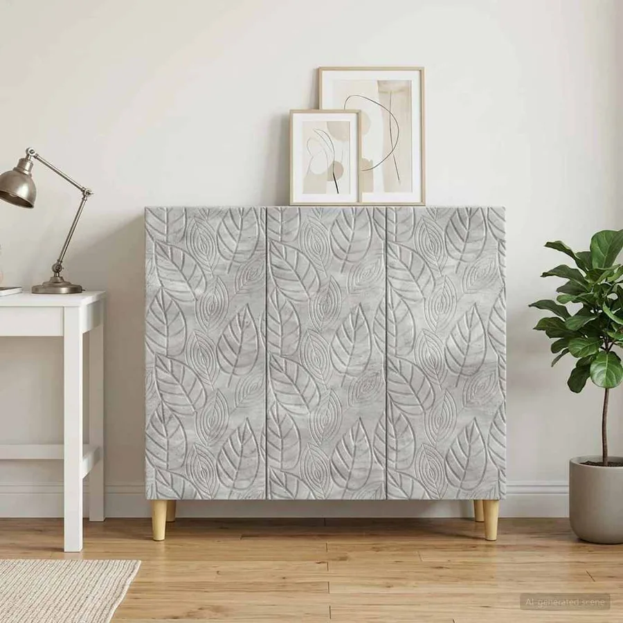 Buffet Gris béton 89 x 34,5 x 80 cm Bois d'ingénierie - 3