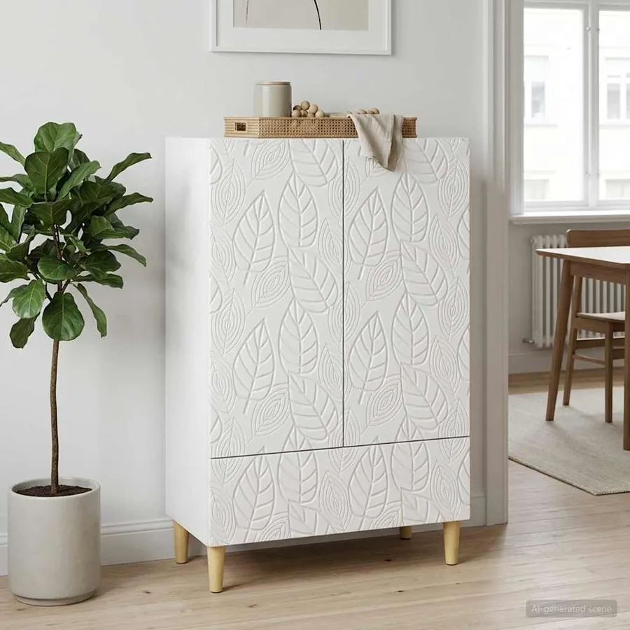 Buffet Blanc brillant 66 x 34,5 x 95 cm Bois d'ingénierie