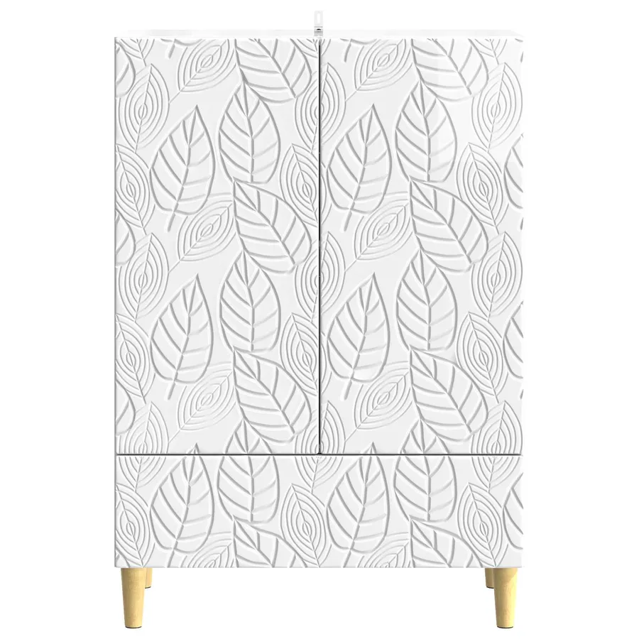Buffet Blanc brillant 66 x 34,5 x 95 cm Bois d'ingénierie - 5