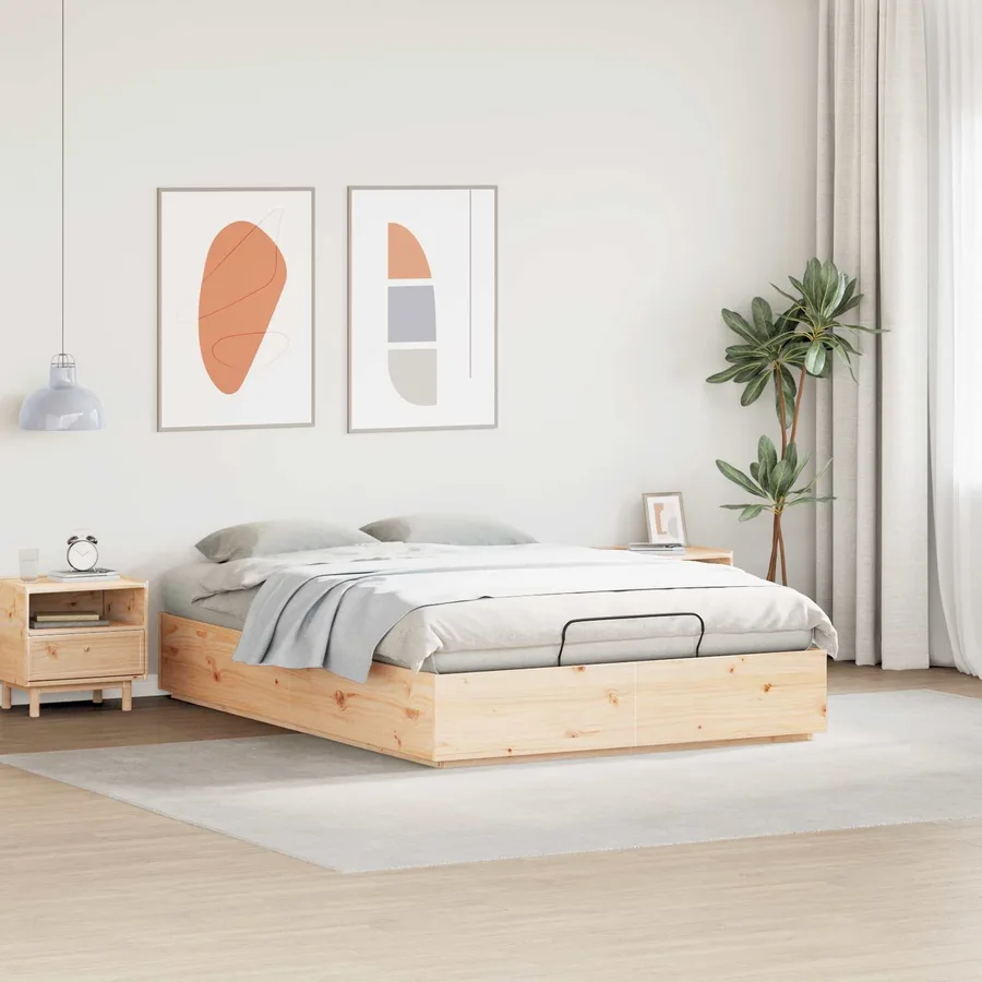 Cadre de lit ottoman avec rangement Naturel 120 x 190 cm - 4