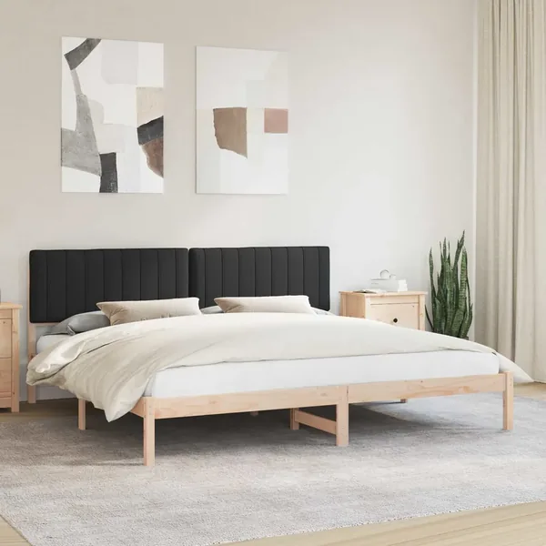 Cadre de lit avec tête de lit rembourrée Noir 200 x 200 cm