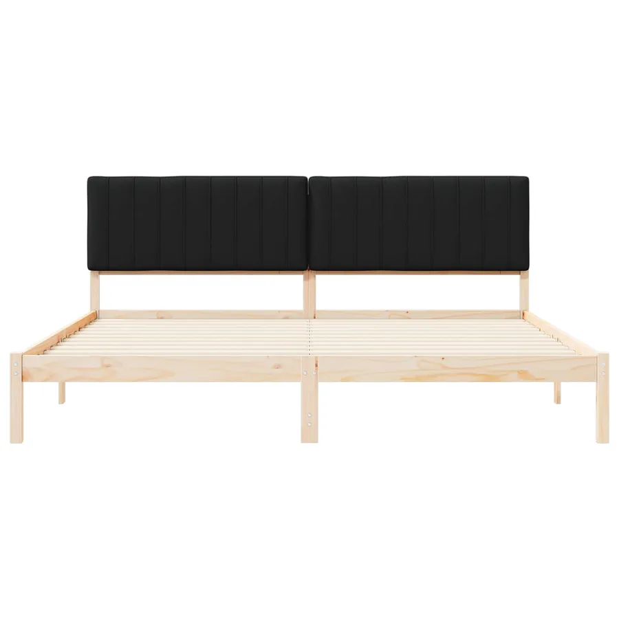 Cadre de lit avec tête de lit rembourrée Noir 200 x 200 cm - 5