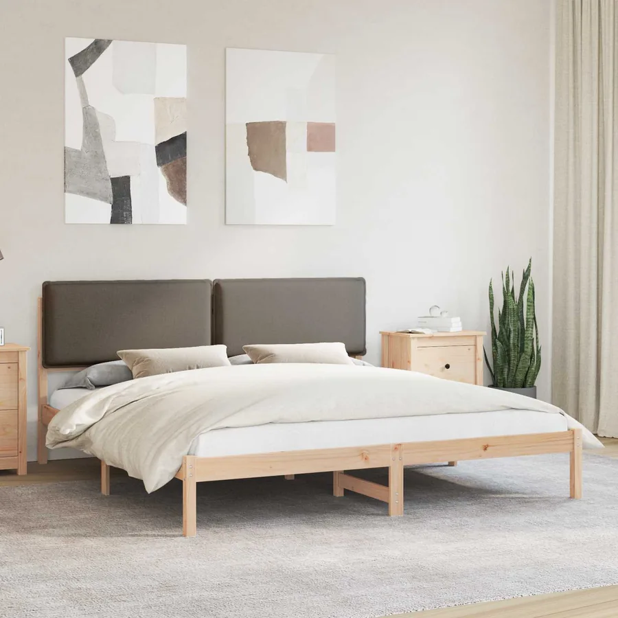 Cadre de lit avec tête de lit rembourrée Taupe 200 x 200 cm