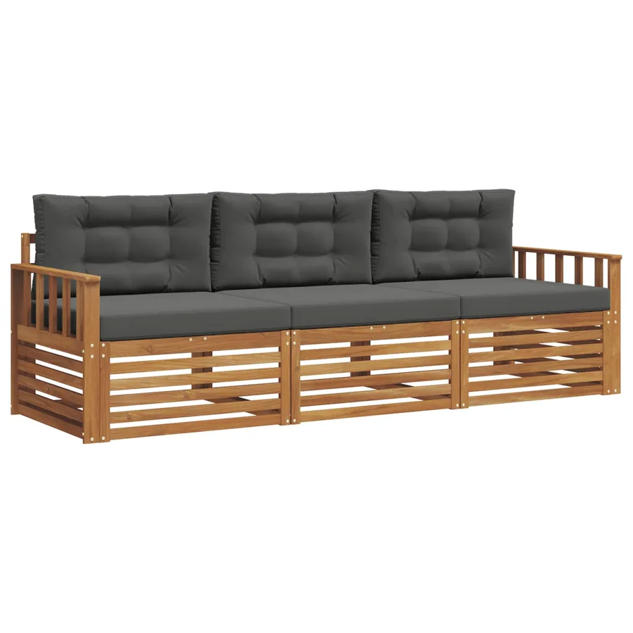 Ensemble de canapés d'extérieur 3 pcs Naturel et Anthracite - 2