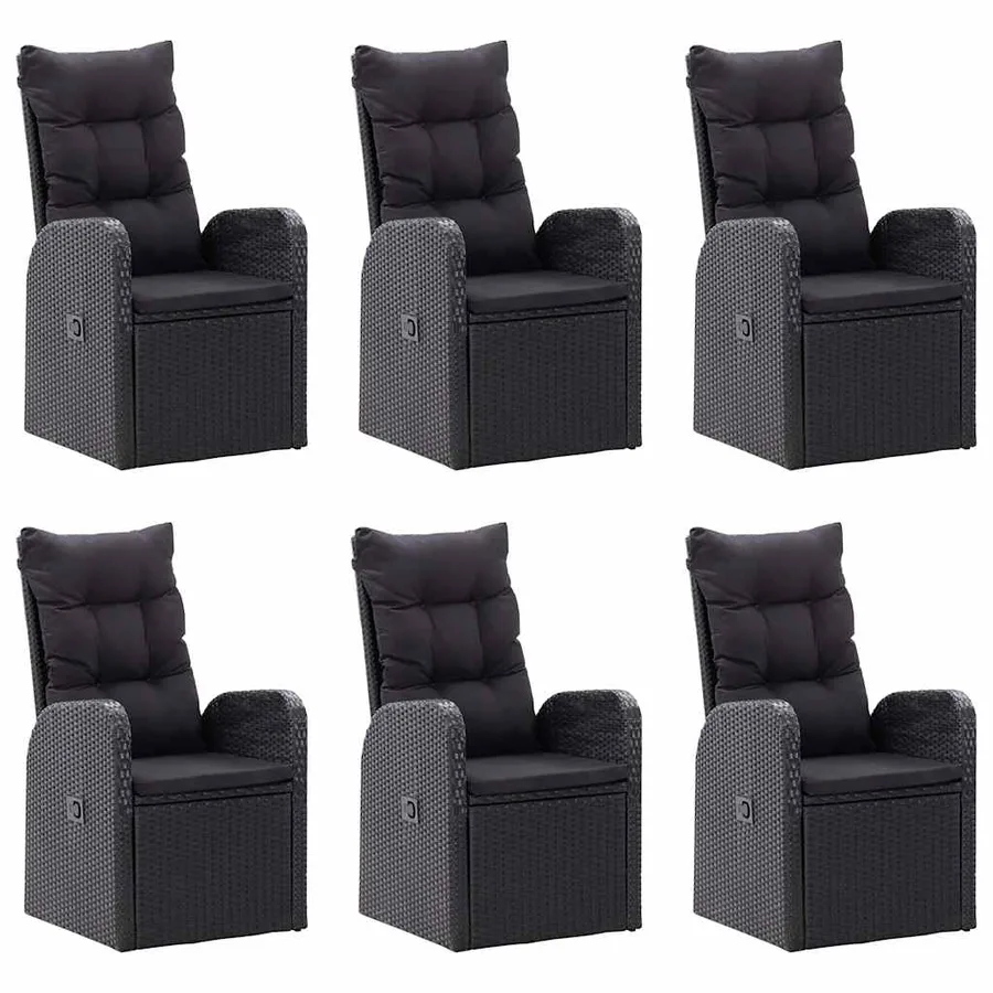 Ensemble à manger de jardin 7 pcs Noir - 5