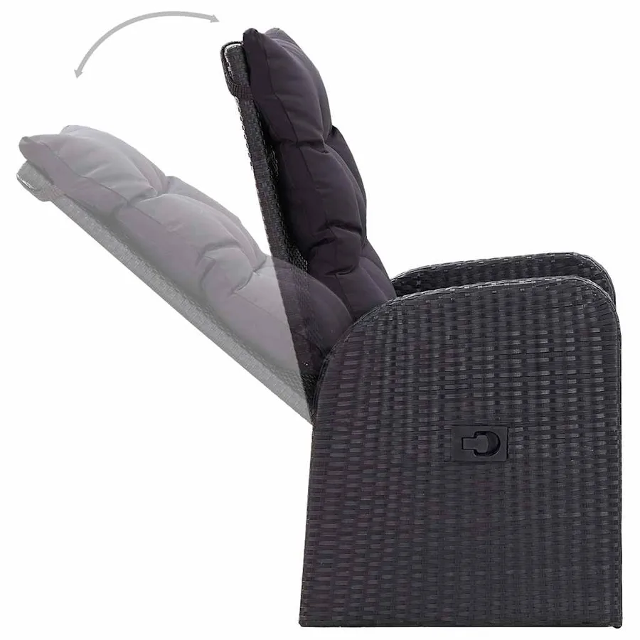 Ensemble à manger de jardin 7 pcs Noir - 6