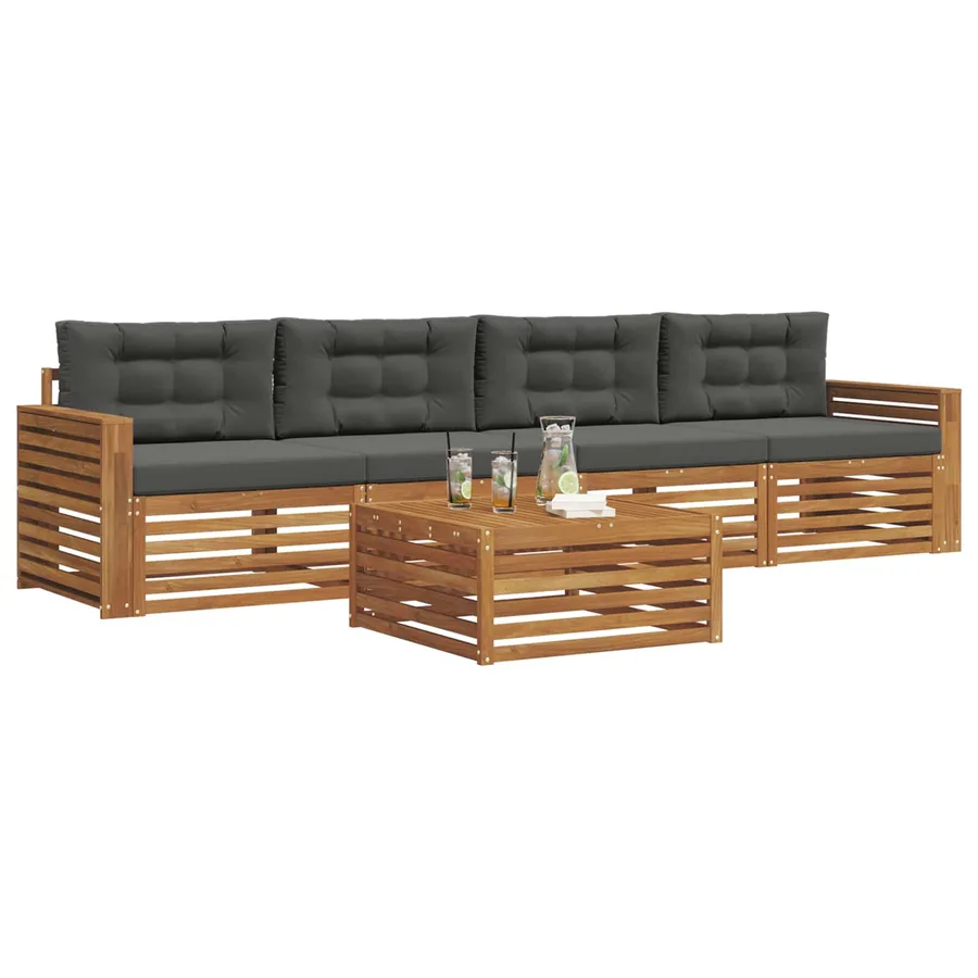Ensemble de canapés d'extérieur 5 pcs Naturel et Anthracite - 3