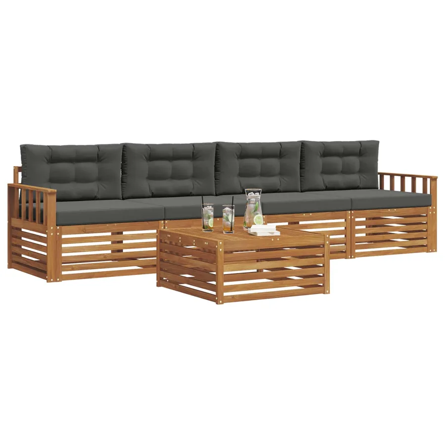 Ensemble de canapés d'extérieur 5 pcs Naturel et Anthracite - 3