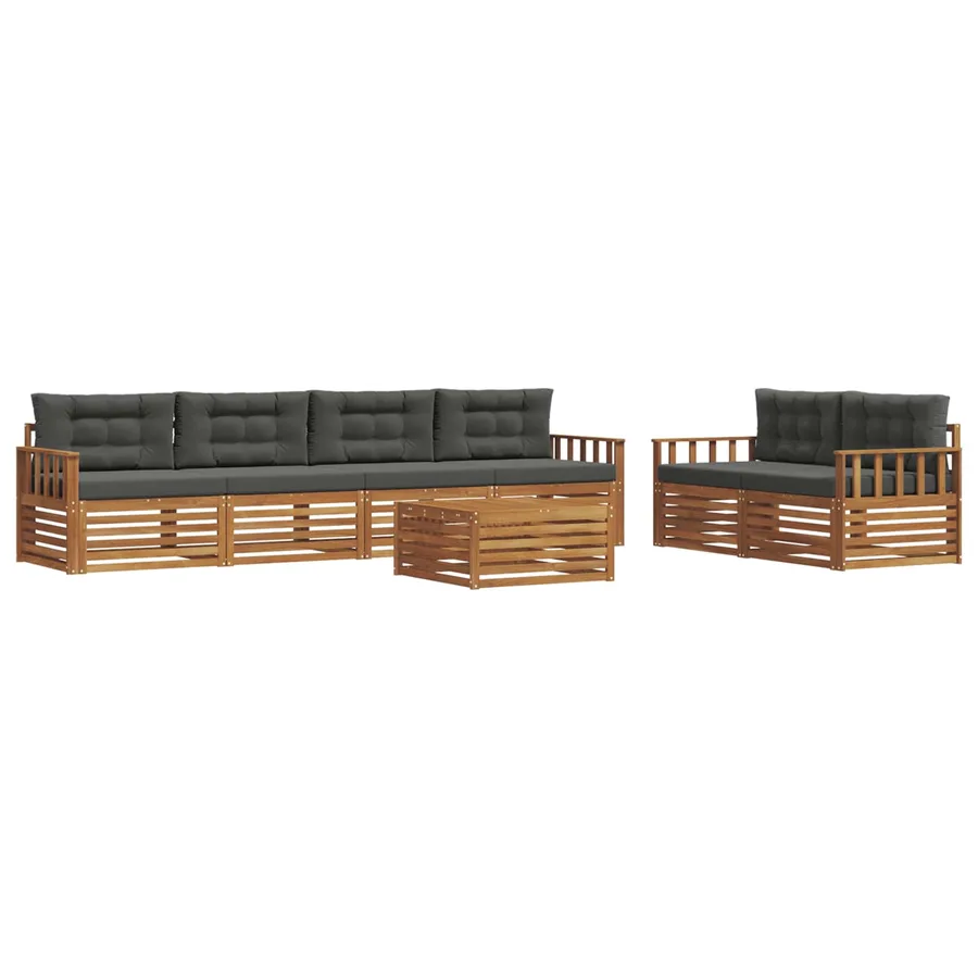 Ensemble de canapés d'extérieur 7 pcs Naturel et Anthracite - 2