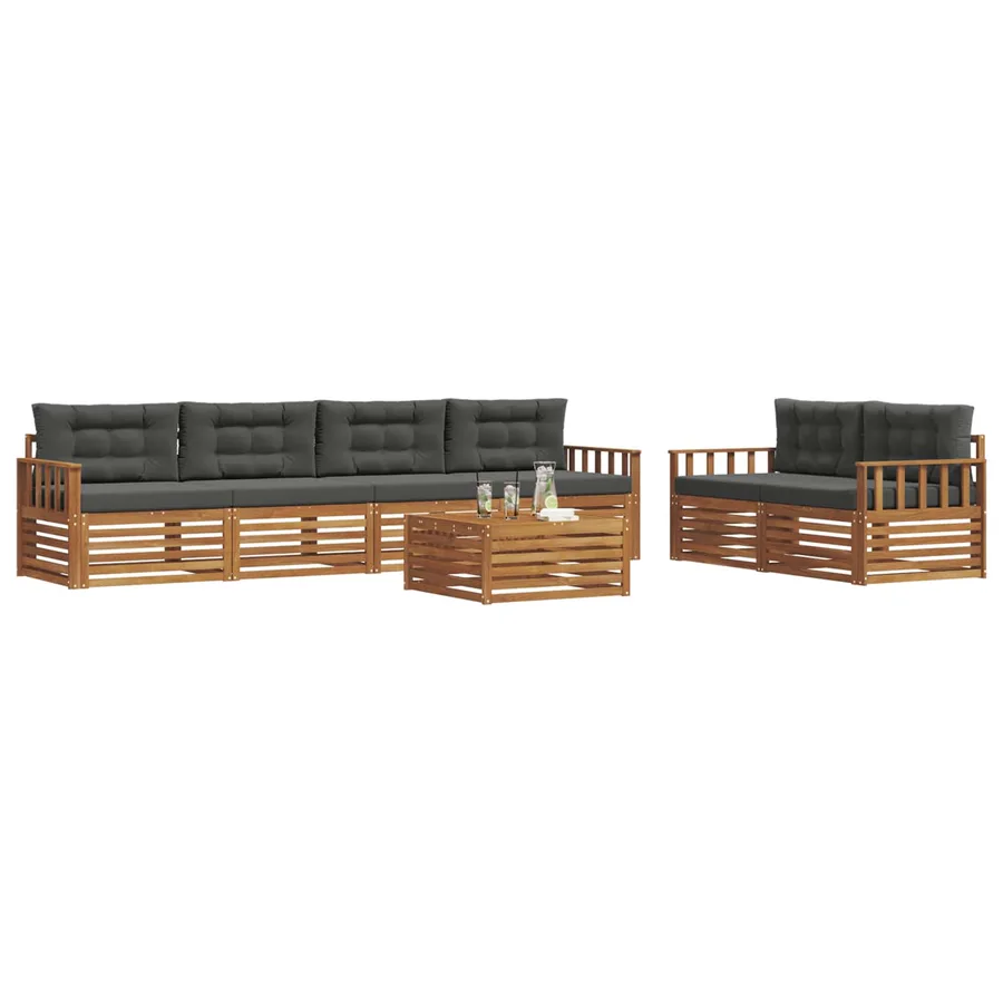 Ensemble de canapés d'extérieur 7 pcs Naturel et Anthracite - 3