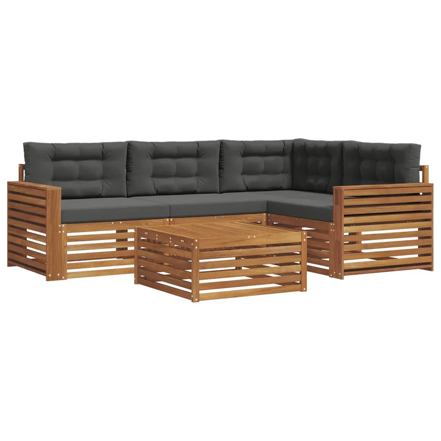 Ensemble de canapés d'extérieur 5 pcs Naturel et Anthracite - 2