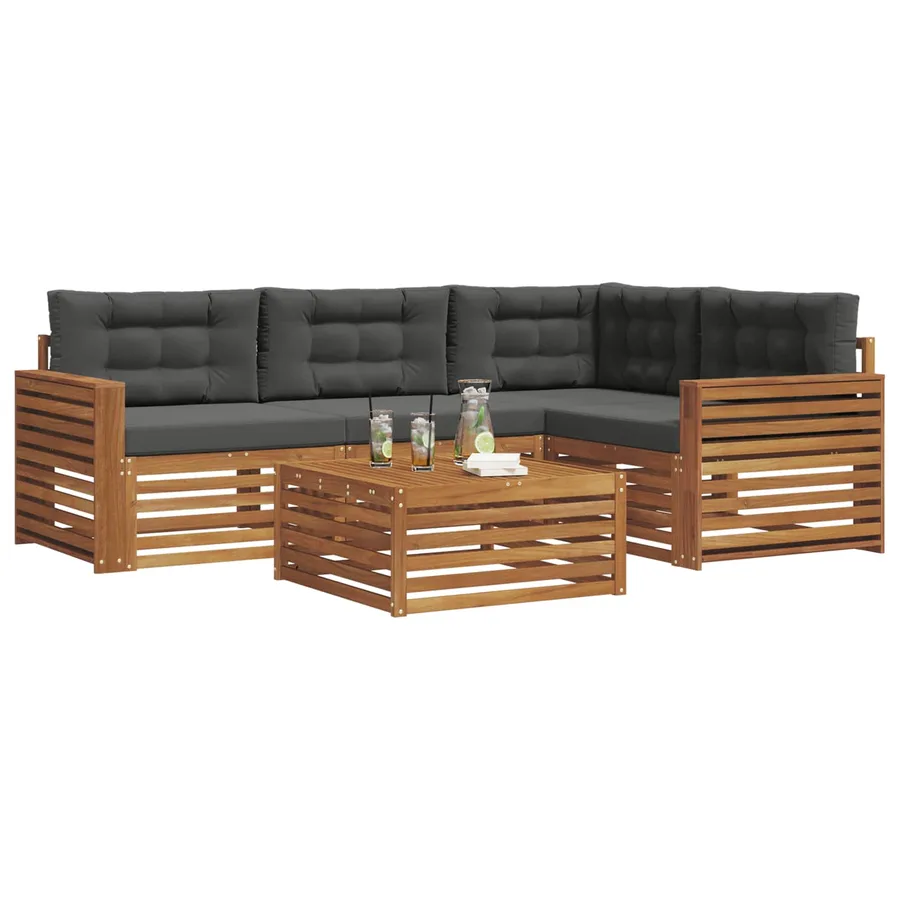 Ensemble de canapés d'extérieur 5 pcs Naturel et Anthracite - 3