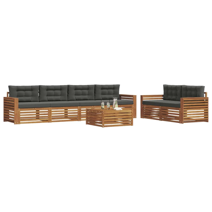 Ensemble de canapés d'extérieur 7 pcs Naturel et Anthracite - 3