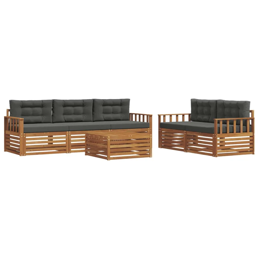 Ensemble de canapés d'extérieur 6 pcs Naturel et Anthracite - 2