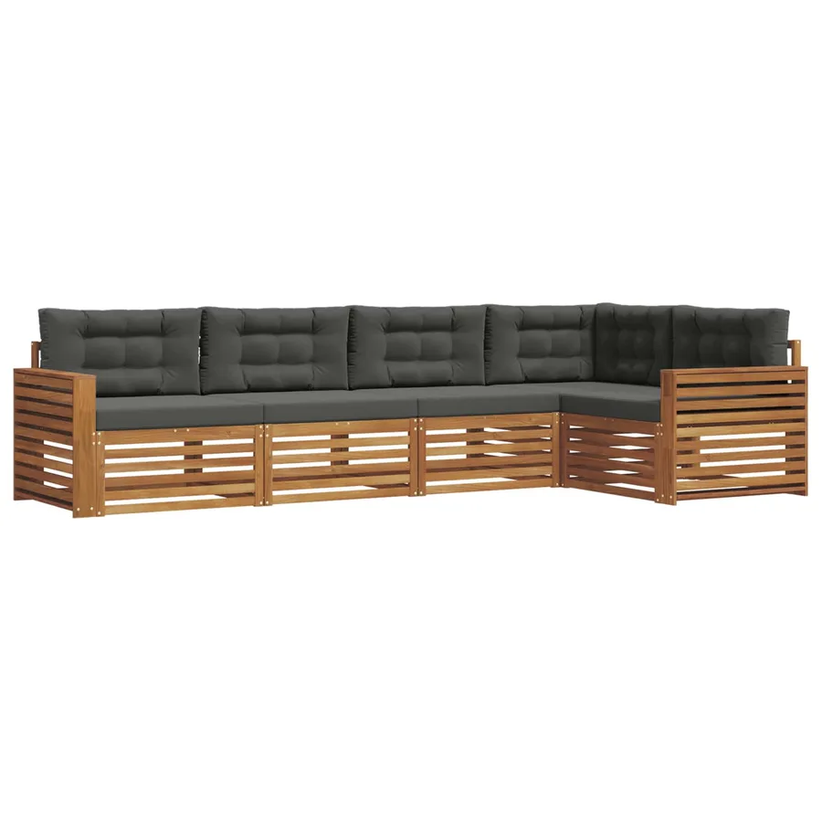 Ensemble de canapés d'extérieur 5 pcs Naturel et Anthracite - 2