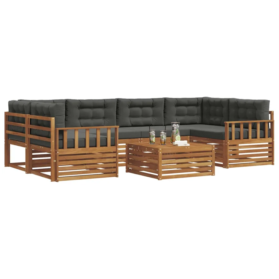 Ensemble de canapés d'extérieur 7 pcs Naturel et Anthracite - 3