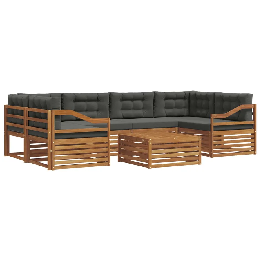 Ensemble de canapés d'extérieur 7 pcs Naturel et Anthracite - 2