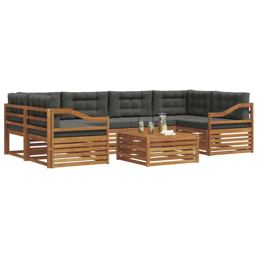 Ensemble de canapés d'extérieur 7 pcs Naturel et Anthracite - 3
