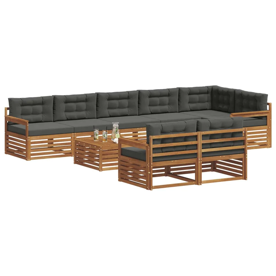 Ensemble de canapés d'extérieur 9 pcs Naturel et Anthracite - 3