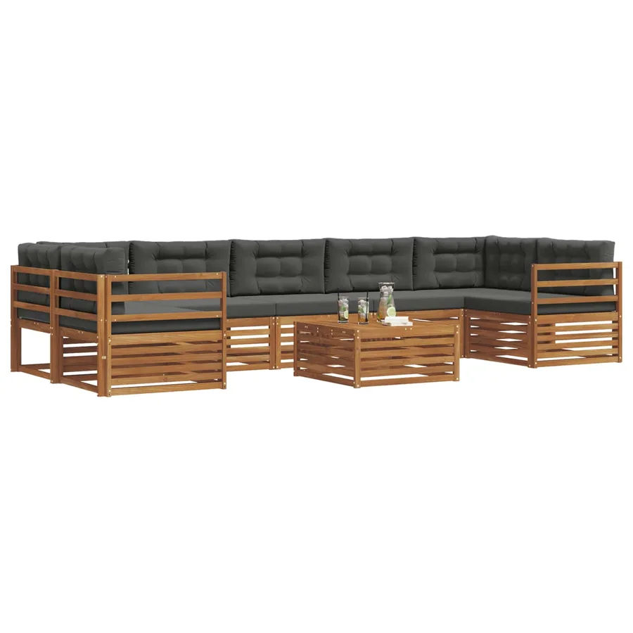 Ensemble de canapés d'extérieur 8 pcs Naturel et Anthracite - 3