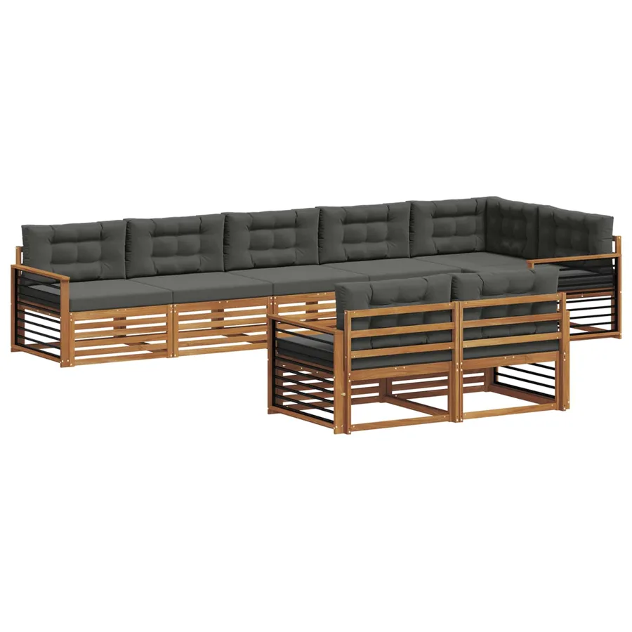 Ensemble de canapés d'extérieur 8 pcs Naturel et Anthracite - 2