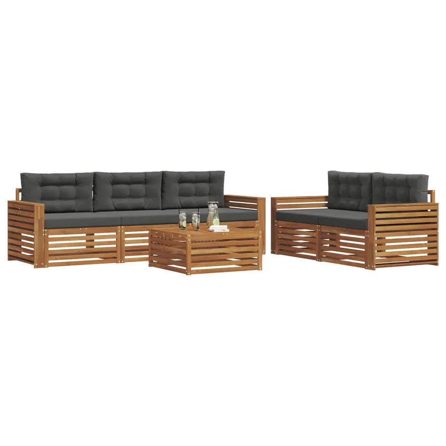 Ensemble de canapés d'extérieur 6 pcs Naturel et Anthracite - 3