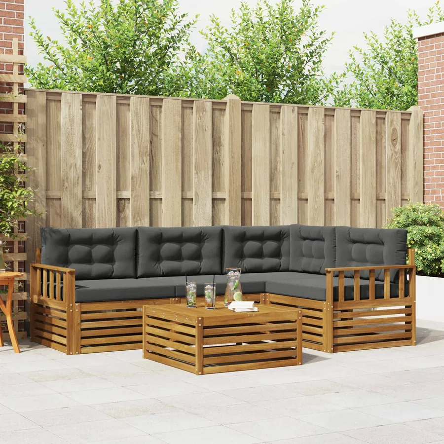 Ensemble de canapés d'extérieur 5 pcs Naturel et Anthracite