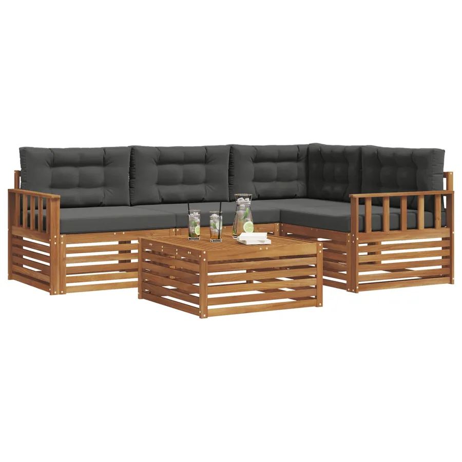 Ensemble de canapés d'extérieur 5 pcs Naturel et Anthracite - 3