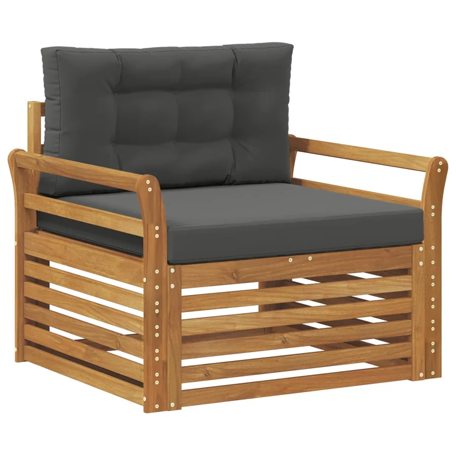 Canapé d’extérieur Bois d'acacia massif et polyester - 2