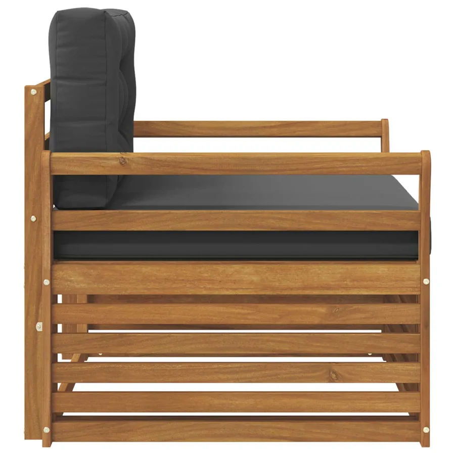 Canapé d’extérieur Bois d'acacia massif et polyester - 4